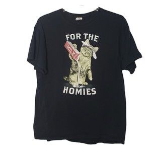 FOR THE HOMIES Kitty Kitten Cat Milk Black T Shirt Size XL